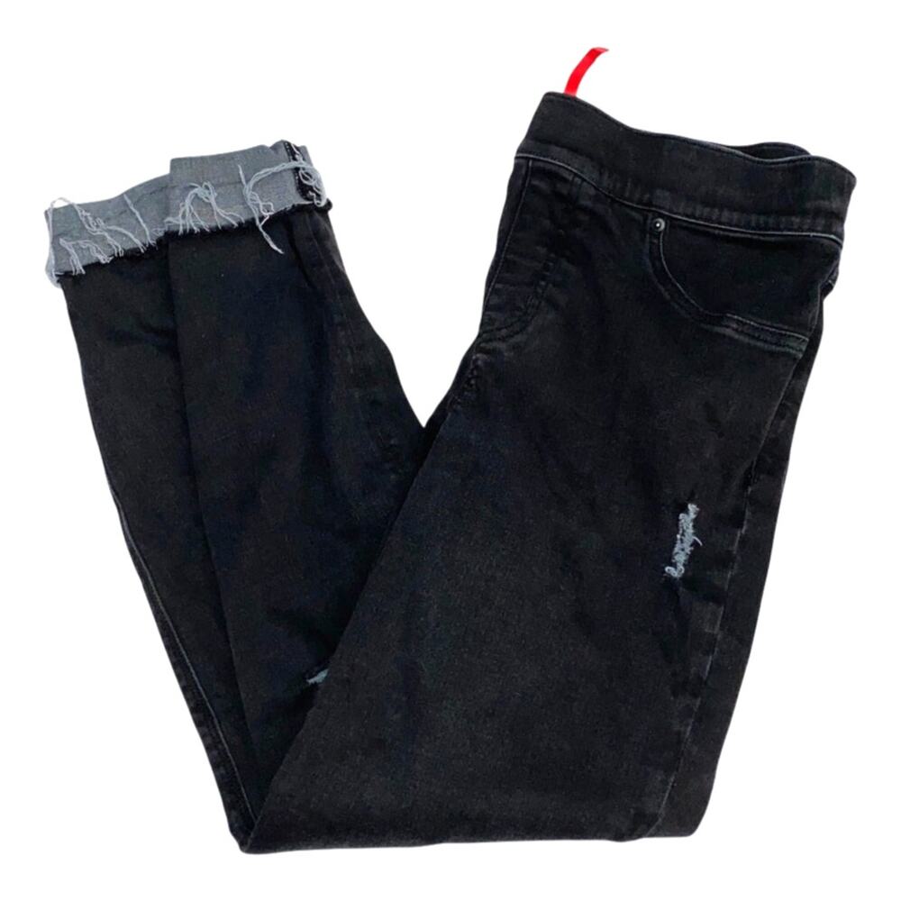 SPANX Women's Skinny Jeans in Black with Gray Cuff